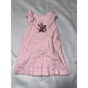 Disney Baby Minnie Mouse Pink‎ Tweed Ruffle Dress 6-9M Button Back Sleeveless